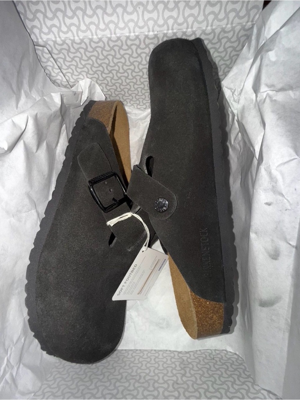 BIRKENSTOCK BOSTON BLACK BASIC SLIPPER WOMENS 8 MENS 6 NO BOX OPEN TO OFFERS